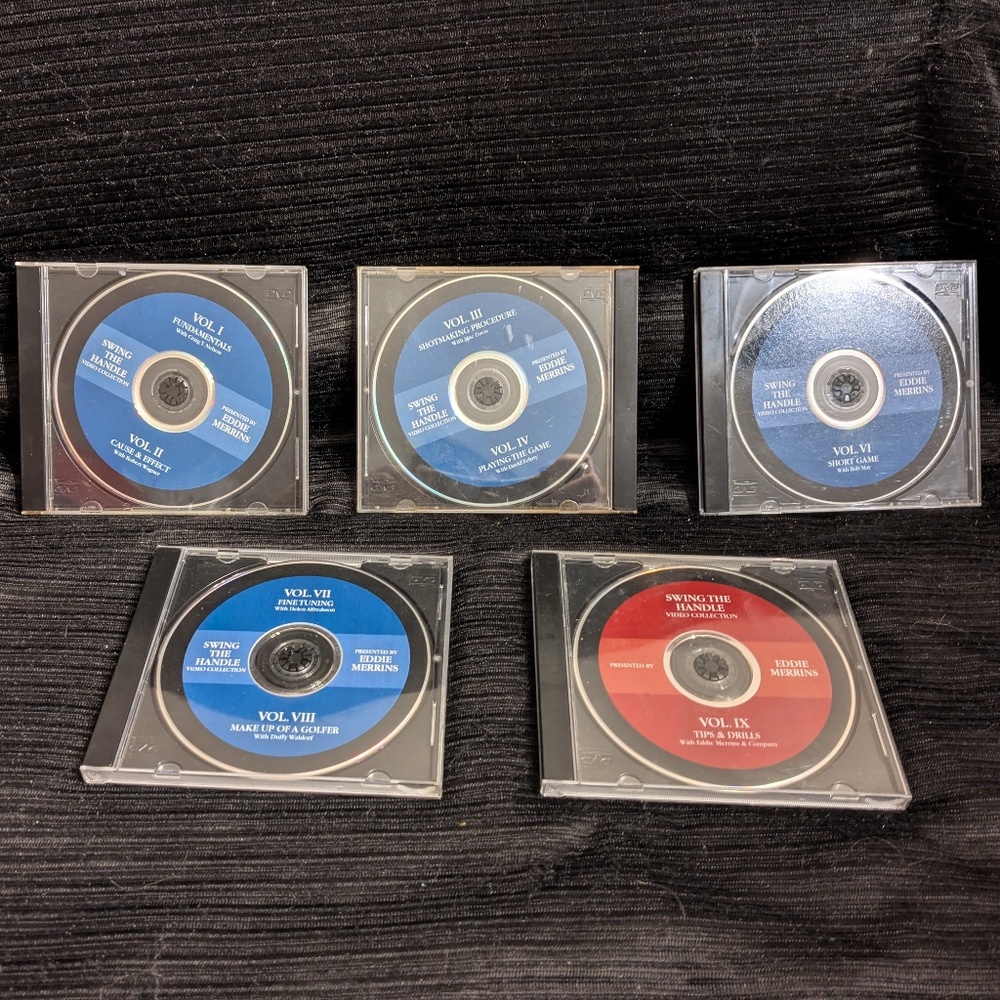 Swing The Handle Golf Instruction 5 Video DVD Teach Set Eddie Merrins Vols 1-9